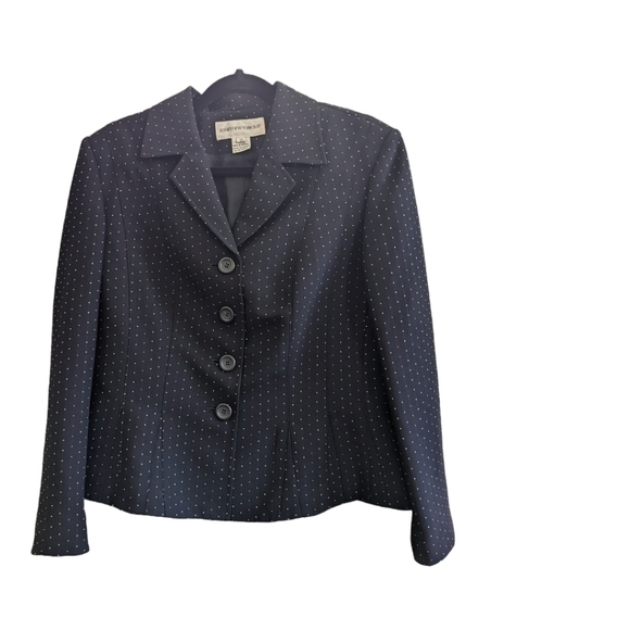 Jones NY Black background with mini dots lined jacket, size 10 GUC - Picture 1 of 5